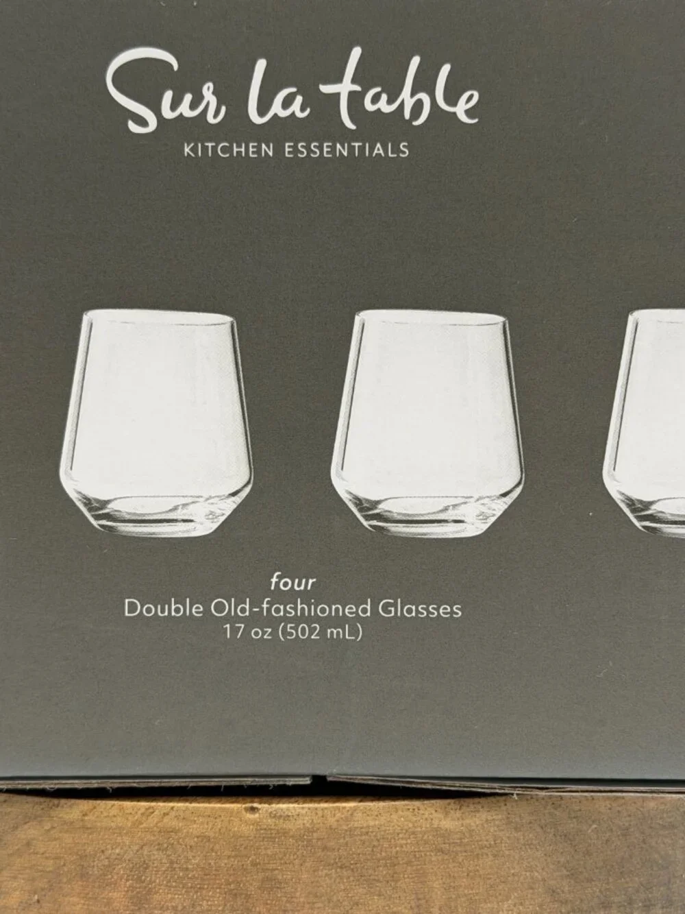 Sur La Table Kitchen Essentials Double Old-Fashioned Glasses 17oz Set of 4 NIB